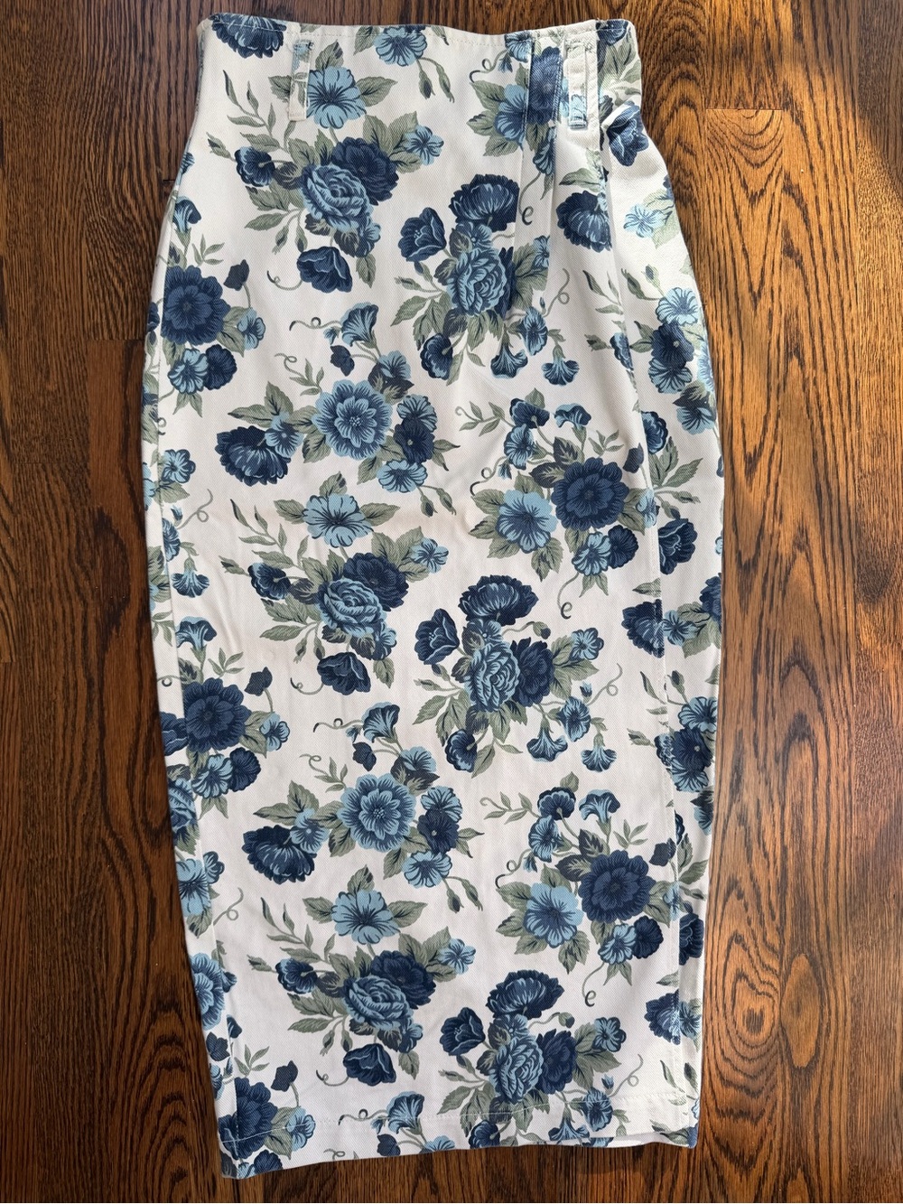 BeBop Vintage 90s Coquette Cotton Feminine Floral Denim Pencil Wrap Maxi Skirt